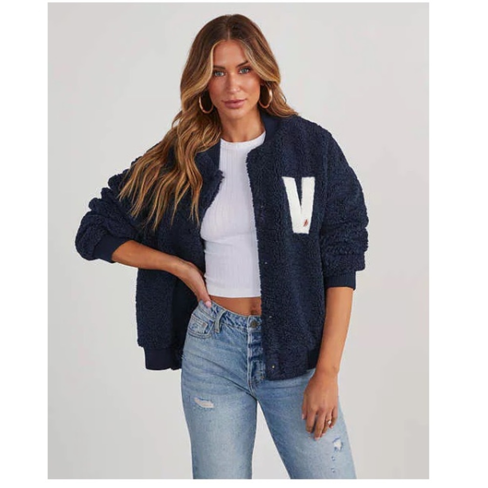 Navy Blue Varsity Jacket, perfect condition never worn!